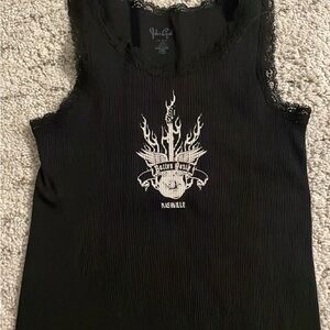 Brandy Melville Black Lace Trim Tank Top